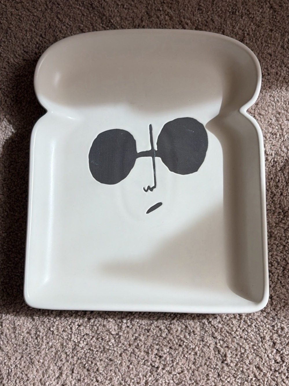 Kids White Bread-Shaped Accessory Tray with Black Sunglasses Graphic